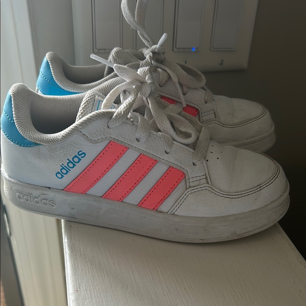 Adidas Kids' White and Pink Sneakers